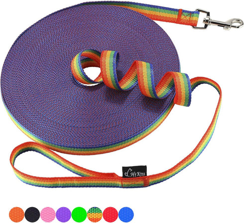 Hi Kiss Dog/Puppy Obedience Recall Training Agility Lead - 15ft 20ft 30ft 50ft 100ft Training Leash - Great for Training, Play, Camping, or Backya...