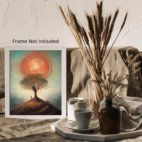 Posterizer 1 pcs-surrealism serene scene in alien planet with red sun 4-Abstract & Modern Art-Landscape & Nature Art-Gift for Men Women Entreprene...