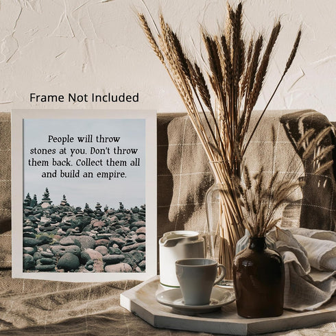 Posterizer 1 pcs-People Will Throw Stones at You-Motivational & Inspirational Art-Quotes- Gift for Men Women Entrepreneur Teens-Decor for Home & O...
