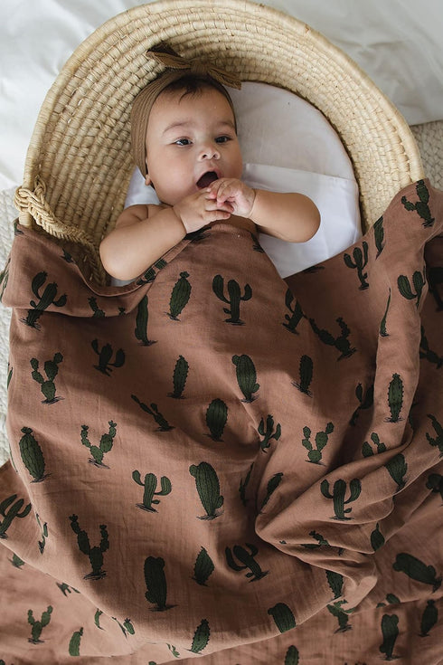 Leyl&Ari Muslin Swaddle Blanket 100% Organic Cotton Lightweight Receiving Wrap for Infant & Newborn (Cactus, 47X47)...