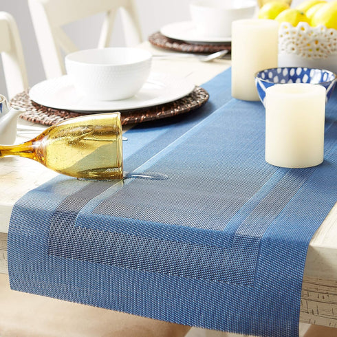 DII PVC Tabletop Collection Woven Indoor/Outdoor, Table Runner, 14x72, Nautical Blue...