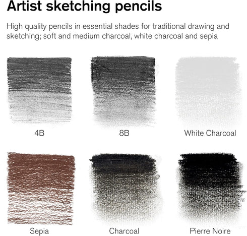 Winsor & Newton Studio Collection Artist Pencils, Sketching Pencils, Set of 6...