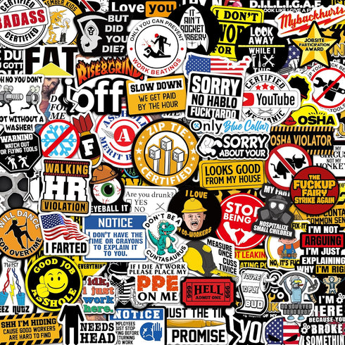 170 PCS Hard Hat Stickers (Dirty) for Tool Box, Helmet, Funny Stickers for Adults, Prank Meme Vinyl and Waterproof Decals for Mechanics, Electrici...