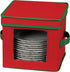 Household Essentials 532RED Holiday China Dinnerware Storage for Dessert Plates or Bowls | Removable Lid | Red Canvas with Green Trim...