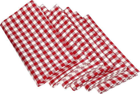 DII Cotton Napkin Set Machine Washable Everyday Basic, 20x20, Tango Red Gingham, 6 Count...