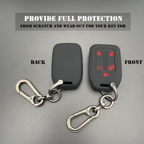 TANDRIVE 2PCS Silicone Smart Key Fob Cover for 2023 2022 2021 2020 2019 GMC Sierra and Chevy Silverado 1500 2500HD 3500HD, Remote Protector Case(5...