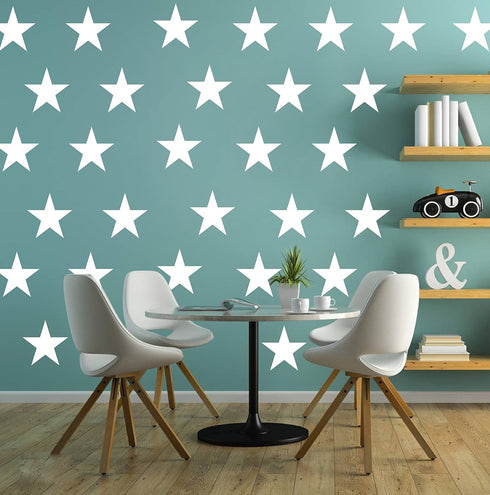 48pcs/Set of Large White Stars Vinyl Wall Decor Stickers DIY White Star Wall Decals Art for Kids,Nursery Room Decor Mural Wallpaper D399 (White)...
