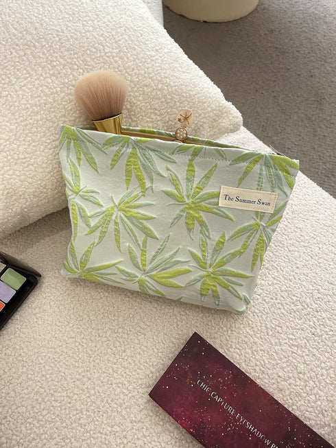 | Large Aesthetic Makeup Bag | Floral Makeup Bag | Mid-day Clutch | Period Kit Bag | Hygiene Bag | Skincare Bag | Cute Makeup Bag (Summer Maple)...