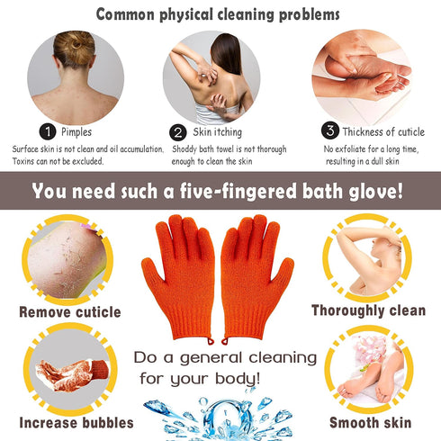 MIG4U Exfoliating Shower Gloves for Bath, Premium Nylon Body Wash Bathing Gloves for Men Women Spa, Massage and Skin Scrub, Dead Skin Remover with...