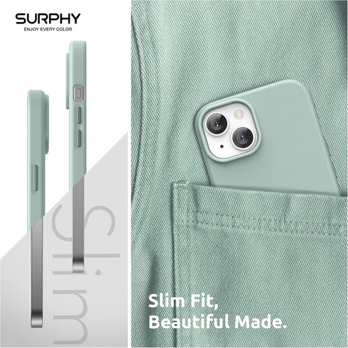 SURPHY Designed for iPhone 15 Leather Case with Screen Protector Compatible with MagSafe, Faux Leather Case (Metallic Buttons & Microfiber Lining)...