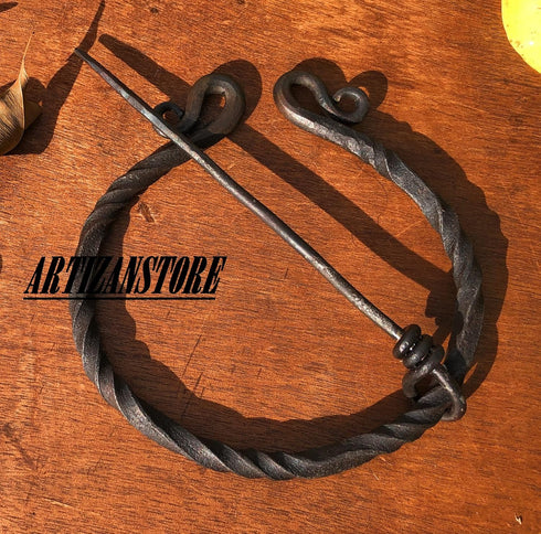 Large Twisted Penannular Brooch Cloak Pin Black...