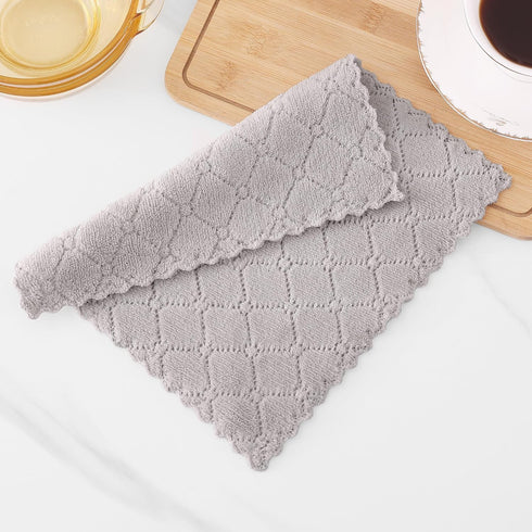 Homaxy 12 Pack Kitchen Dish Cloths (10 x 10 Inches, Grey), Super Soft and Absorbent Coral Velvet Dish Towels, Nonstick Oil Fast Drying Microfiber ...