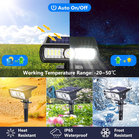 Toodour Solar Spot Lights Outdoor, 2 Pack Solar Lights Outdoor with 2 Modes, Waterproof Solar Powered Flood Lights Landscape Lighting for Yard Gar...