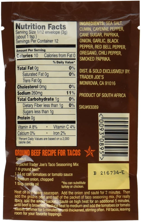 Trader Joe's Taco Seasoning Mix - 3 Pack...