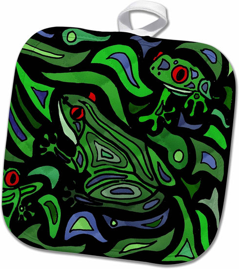 3D Rose Fun Frogs Art Abstract Original Pot Holder, 8 x 8...