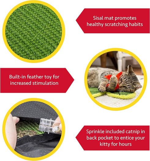 Kitty City Premium Catnip Sisal Scratch Pad, Cat Cactus with Toy Design, Natural Cat Training Scratch Play Pad, Large...