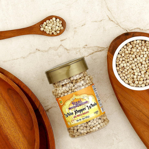 Rani White Pepper (Gol Mirch), Whole Spice 3oz (85g) PET Jar ~ All Natural | Vegan | Gluten Friendly| NON-GMO | Kosher | Indian Origin...