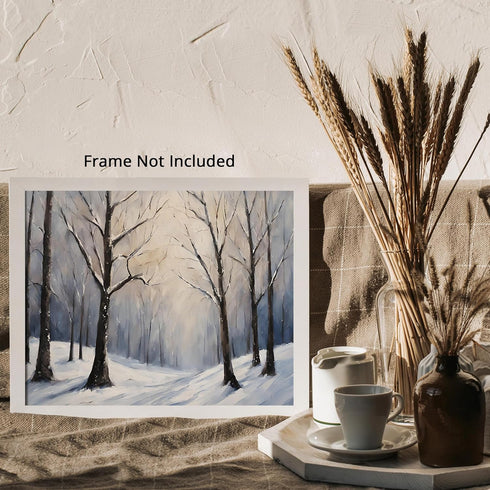 Posterizer 1 pcs-snowy jungle in winter in oil painting style-8-Landscape & Nature Art-Living Room Bedroom Decor- unframed wall art...