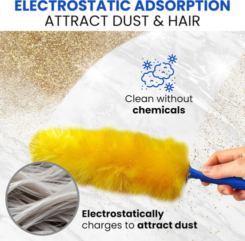US Duster Company Static Duster – 23-inch Electrostatic Duster – Long and Flexible Static Feather Duster – Soft Nylon Fibers – Long Duster for Hom...