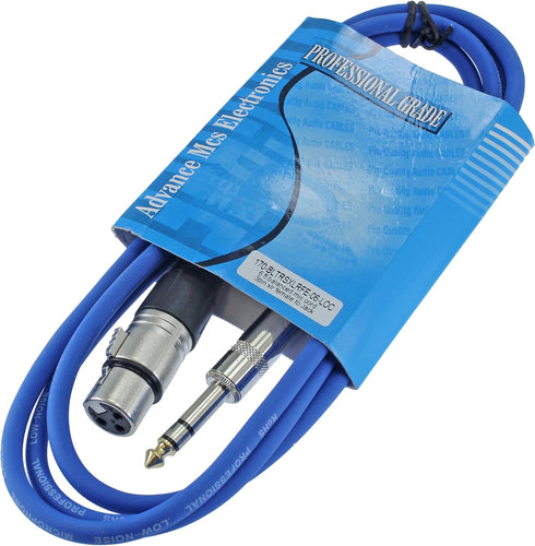 1/4" TRS to 3 Pin XLR Female Pro Audio Patch Cable Balanced and Shielded (6 Foot Feet ft Long, Blue)...