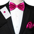 Solid Color mens Pre-tied Bow Tie and Pocket Square Cufflinks Sets with Gift Box...