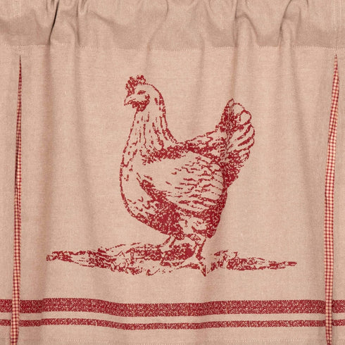 VHC Brands Sawyer Mill Chicken Pleated Curtain Valance, Red, 20x72...
