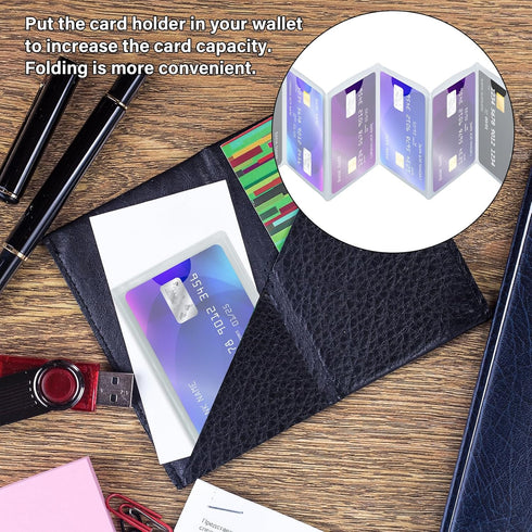 Plastic Wallet Insert for Credit Card Set of 2, Men Wallets Accordion Style Card Picture Holder (Accordion 7 Page)...