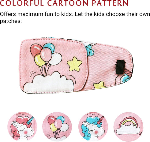 Cotton & Silk Left Eye Patch for Kids Glasses (Left Eye, Balloon)...