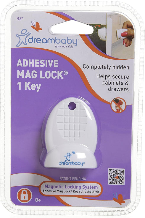 Dreambaby Adhesive Mag Lock Replacement Spare Key (1 Pc) - Suitable Adhesive Magnetic Locks - for Cabinet & Drawers Magnetic Latches - White...