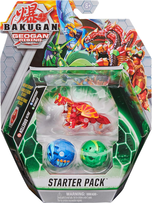 Bakugan Starter Pack 3-Pack, Nillious Ultra, Geogan Rising Collectible Action Figures...