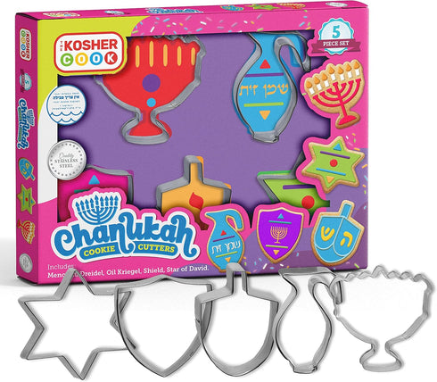 Hanukkah Cutters and Stainless Steel Chanukah Cookie Cutters, 5 Piece Set...