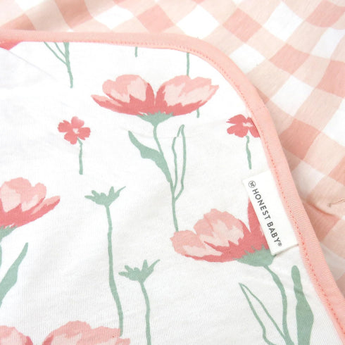 HonestBaby Quilted Baby Blankets Reversible Organic Cotton for Infant Boys, Girls, Unisex, Strawberry Pink Floral, One Size...