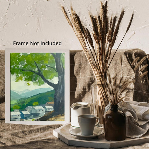 Posterizer 1 pcs-vintage oil painting style-rural landscape of old villages 4-Collectibles & Fine Art-Landscape & Nature Art-Gift for Art Lovers- ...