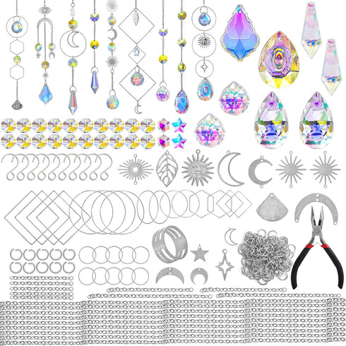 H&D HYALINE & DORA DIY Crystal Suncatcher Assembly Craft Kits for Adults 215pcs Rainbow Prisms Beads Pendant Crystal Window Sun Catchers Hanging O...