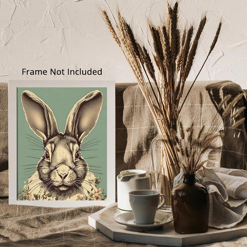 Posterizer 1 pcs-chubby bunny with pastel baby blue background-Art for Animal Lovers-GIft for Men Women Teens-Decor for Home & Office- unframed wa...