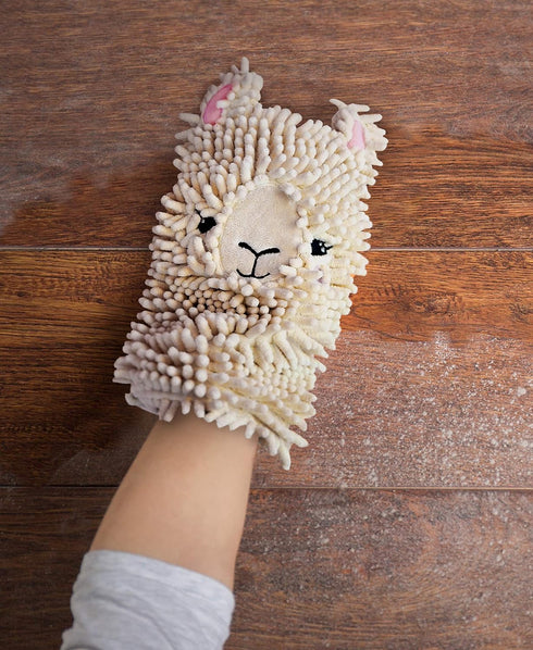 Fred Spit Shine - Llama Duster Mitt for Kids & Adults, Microfiber Cleaning Tool for Dusting Furniture, Screens, Blinds - Reusable, Washable, Stati...