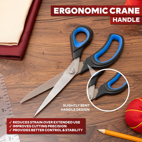 XFasten Sewing Scissors for Fabric Cutting Blue 9.5 Inch Professional Fabric Scissors Sewing | Heavy duty and Large...