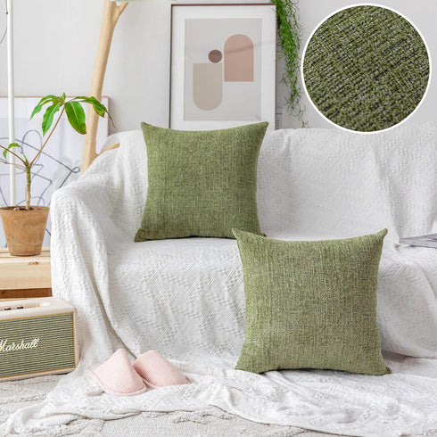 Home Brilliant Sage Green Spring Pillow Covers Chenille Velvet Plush Decorative Throw Pillow for Couch Sofa Decor, 2 Packs 18x18 inch (45cm), Fres...