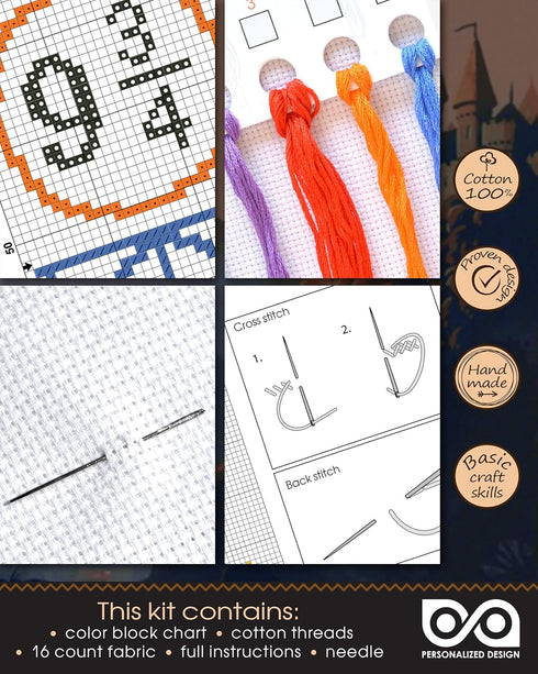 Counted Cross-Stitch Bookmark Kit 'HP Love' - DIY Set for Hand Embroidery with Pattern Design...