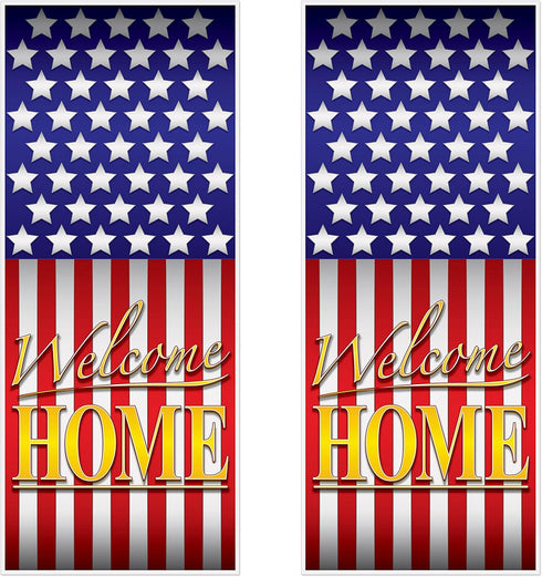 Beistle 2 Pack Plastic Welcome Home Door Covers, 6’ x 30”- American Flag Decor, Patriotic Holiday Supplies, Porch Decorations...