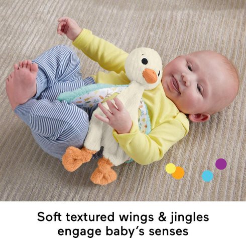 Fisher-Price Baby Sensory Toy Snuggle Up Goose Plush Toy with Jingles for Newborns, Machine Washable...