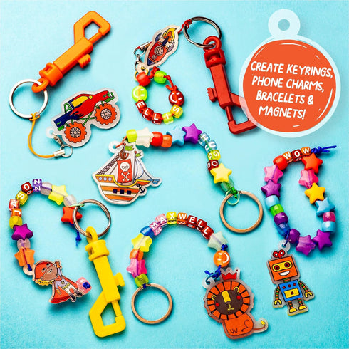 Original Stationery Art Adventure Shrink It Studio, Keychain Maker Kit for Boys to Make Awesome Charms with 110+ Pieces, Fun Shrink Art Kits for K...
