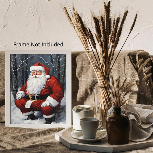 Posterizer 1 pcs-Santa Clause in snowy winter-in oil painting style-3-Holiday Poster Collection-Landscape & Nature Art-Living Room Bedroom Decor- ...