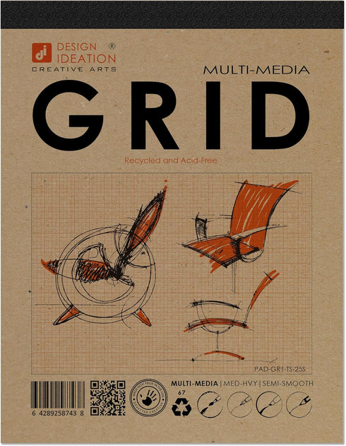 Design Ideation Grid PAD. Removable Sheet. Premium Paper. Smart-Bind Reinforced Lay Flat Binding. Orange Grid. (8.5" X 11") PAD-2550-TS (1 Book)...