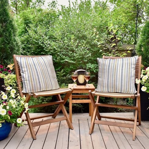 Outdoor Waterproof Throw Pillow Covers 18x18 Inch Set of 2 for Couch Sofa Bed Decorative Spring Farmhouse Blue Yellow Stripe Summer Pillow Case......
