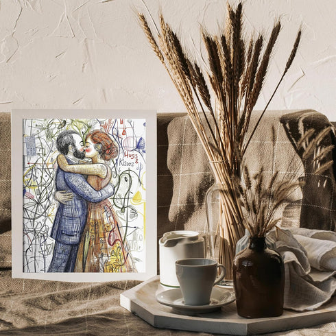 Posterizer 1 pcs-hugs and kisses-sweet couple's art-Valentine's day inspired -1-Romantic Art-Holiday Poster-Gift for Couples boyfriend girlfriend ...