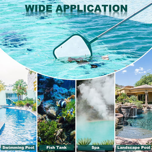 Pool Skimmer - Pool Net with 5 Section Pole, 60 inch Pool Skimmer Net with Pole Total Length, Pool Nets for Cleaning, Fine Mesh Net Pool Skimmer N...