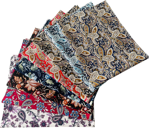 18" x 22" Fat Quarters Quilting Cotton Fabric Bundles for Sewing, 8 PCS Paisleys...