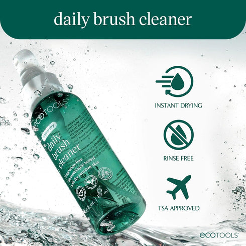 EcoTools Daily Brush Cleaner, Makeup Brush Cleanser Spray, Quick Drying Brush Spray, Fragrance Free & Dermatologist Tested, Travel Size, TSA Appro...