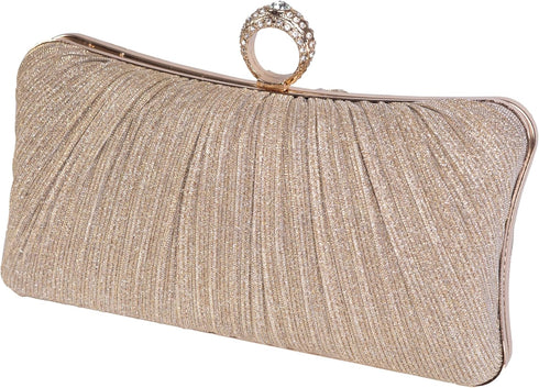 Clutch Purses for Women Glitter Crossbody Purse Pleated Evening Bag with Rhinestone Clutches for Party Wedding Prom...
